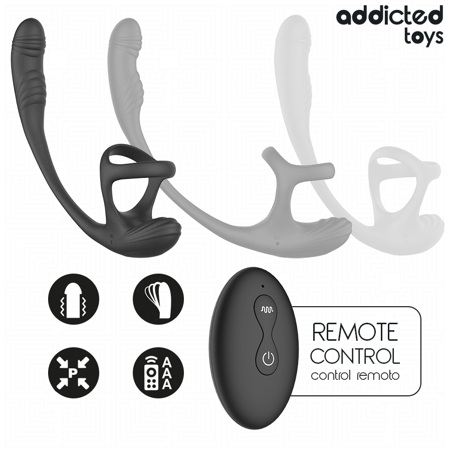 ADDICTED TOYS - ANAL PLUG WITH VIBRATION AND 360º WAVING AND TESTICLE STIMULATOR - NOCTURNA DESIRES