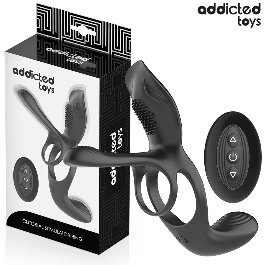 ADDICTED TOYS - DOUBLE PENIS RING WITH CLITORAL STIMULATOR - NOCTURNA DESIRES