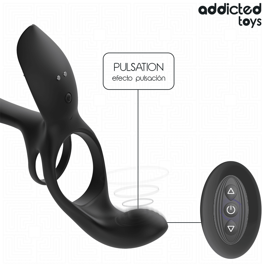 ADDICTED TOYS - DOUBLE PENIS RING WITH CLITORAL STIMULATOR - NOCTURNA DESIRES