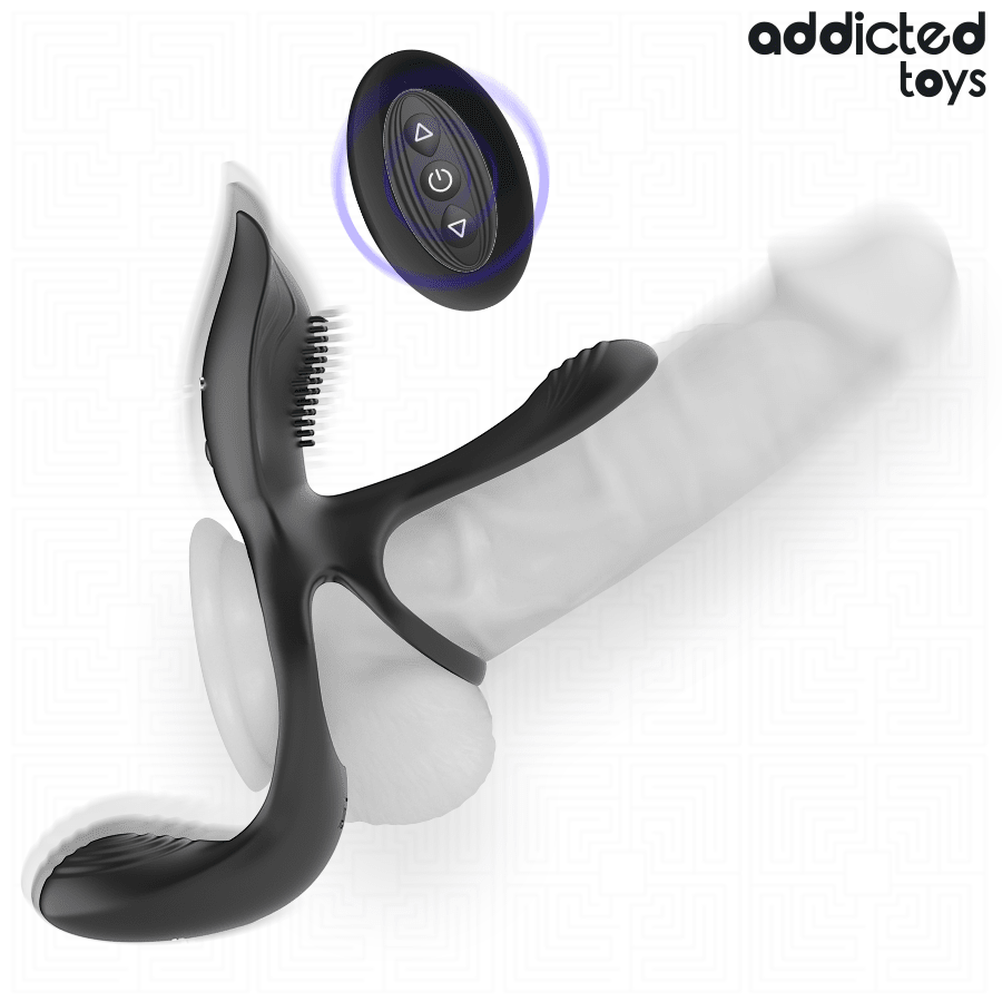 ADDICTED TOYS - DOUBLE PENIS RING WITH CLITORAL STIMULATOR - NOCTURNA DESIRES