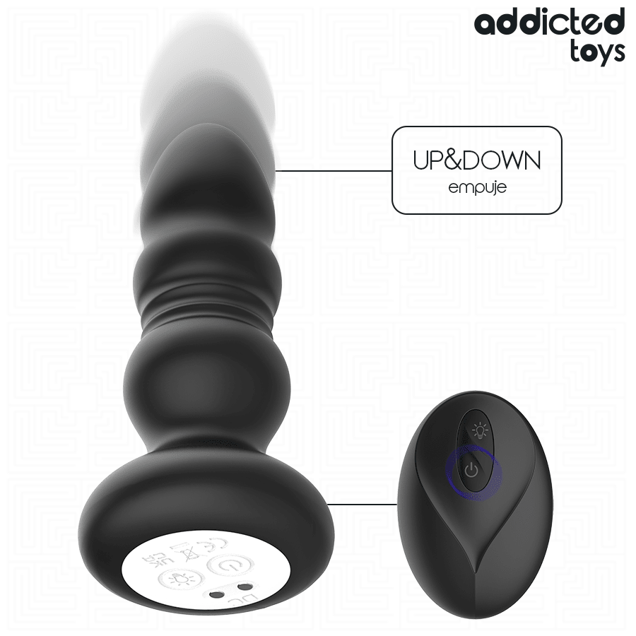 ADDICTED TOYS - ROTATING VIBRATING ANAL PLUG, LED LIGHT REMOTE CONTROL - NOCTURNA DESIRES