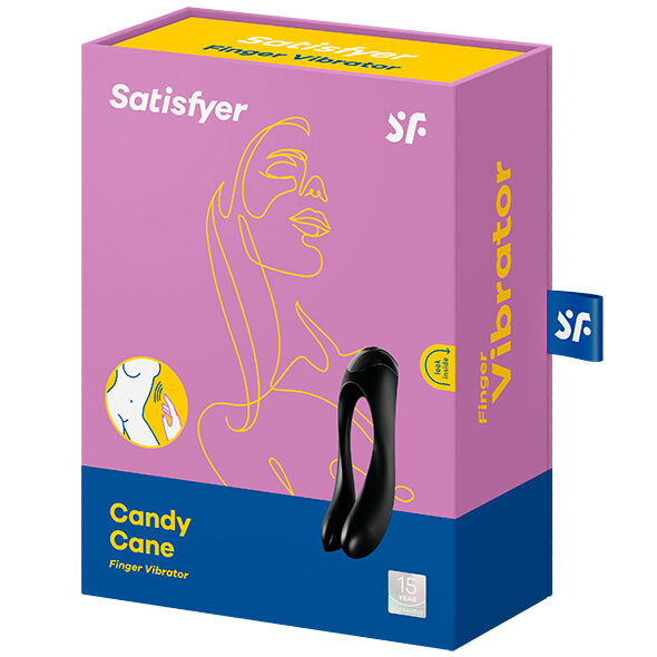 SATISFYER - CANDY CANE FINGER VIBRATOR BLACK - NOCTURNA DESIRES