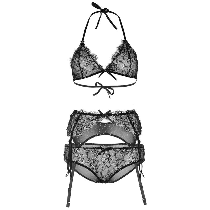 LEG AVENUE - SHINNY THREE PIECES SET M - NOCTURNA DESIRES