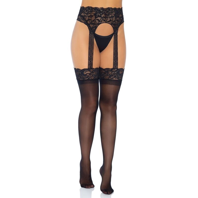 LEG AVENUE - OPAQUE GARTERBELT STOCKING ONE SIZE - NOCTURNA DESIRES