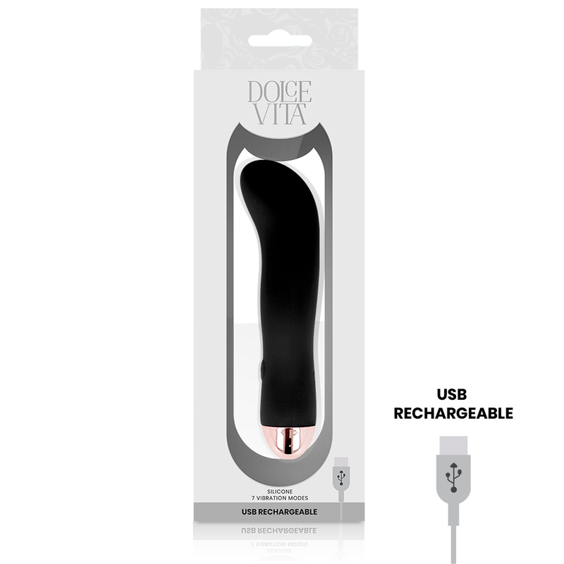 DOLCE VITA - RECHARGEABLE VIBRATOR TWO BLACK 7 SPEED - NOCTURNA DESIRES