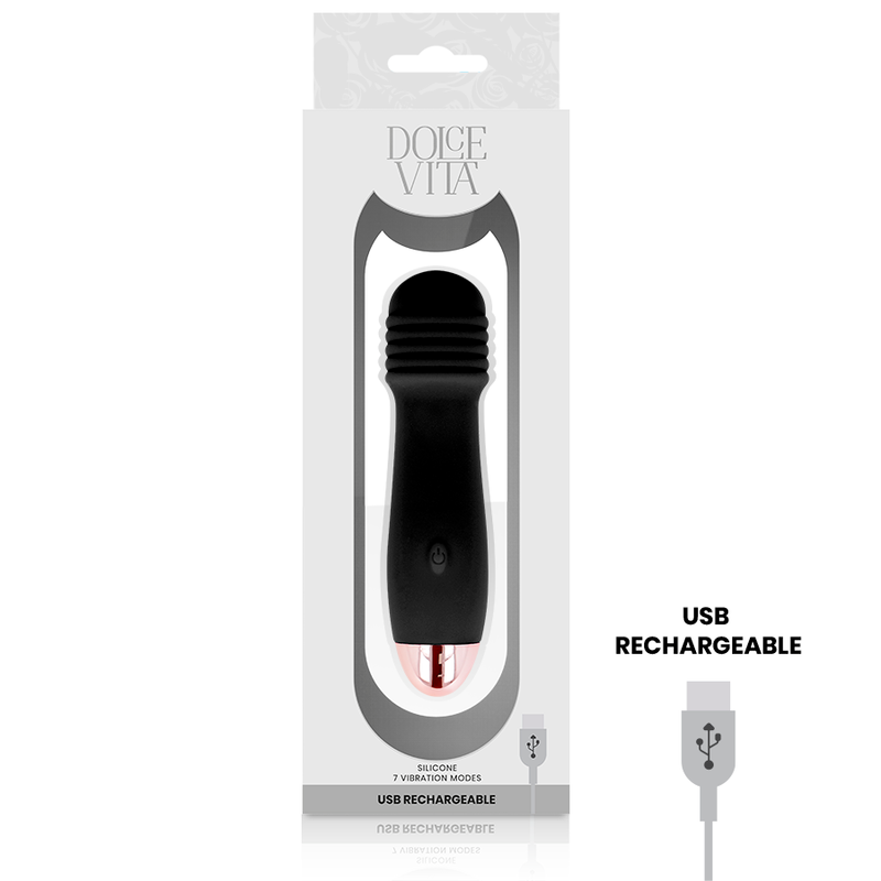 DOLCE VITA - RECHARGEABLE VIBRATOR THREE BLACK 7 SPEED - NOCTURNA DESIRES