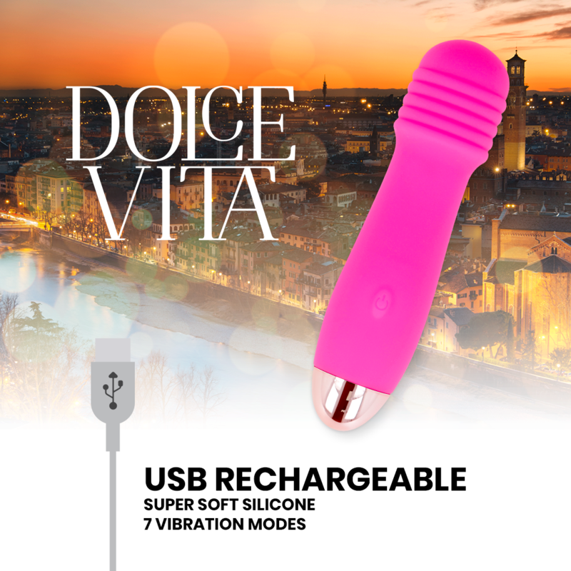 DOLCE VITA - RECHARGEABLE VIBRATOR THREE PINK 7 SPEEDS - NOCTURNA DESIRES