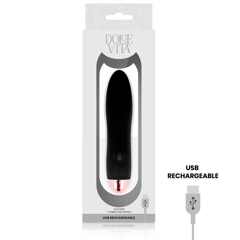 DOLCE VITA - RECHARGEABLE VIBRATOR FOUR BLACK 7 SPEEDS - NOCTURNA DESIRES