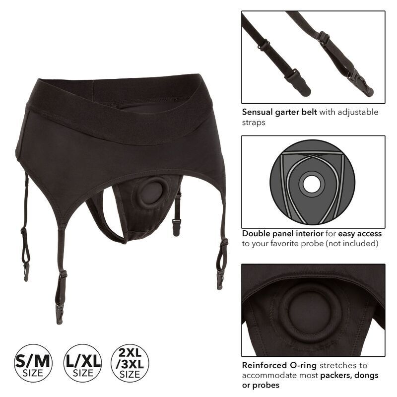 CALEXOTICS - BOUNDLESS THONG WITH GARTER S/M - NOCTURNA DESIRES