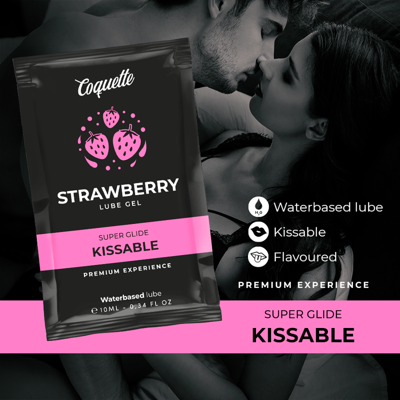 COQUETTE CHIC DESIRE - STRAWBERRY WATER BASED KISSABLE LUBRICANT POCKET 10 ML - NOCTURNA DESIRES
