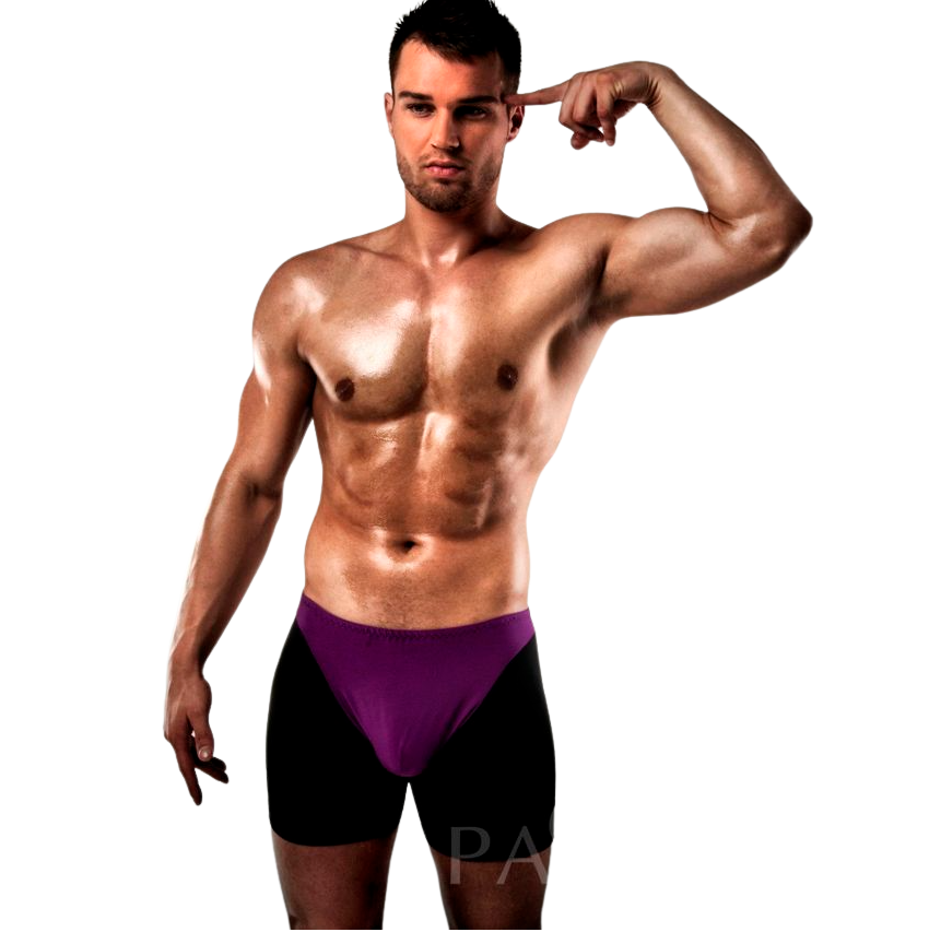 PASSION - BOXER 009 LILAC/BLACK EROTIC LINGERIE S/M PASSION MEN NOCTURNA DESIRES