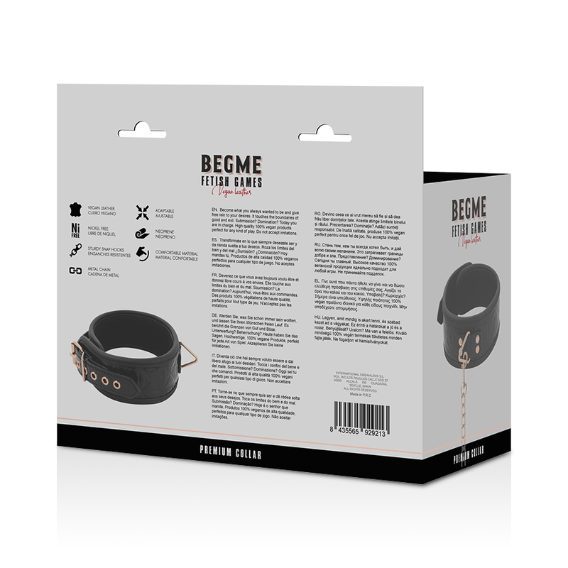 BEGME - BLACK EDITION PREMIUM VEGAN LEATHER COLLAR WITH NEOPRENE LINING - NOCTURNA DESIRES
