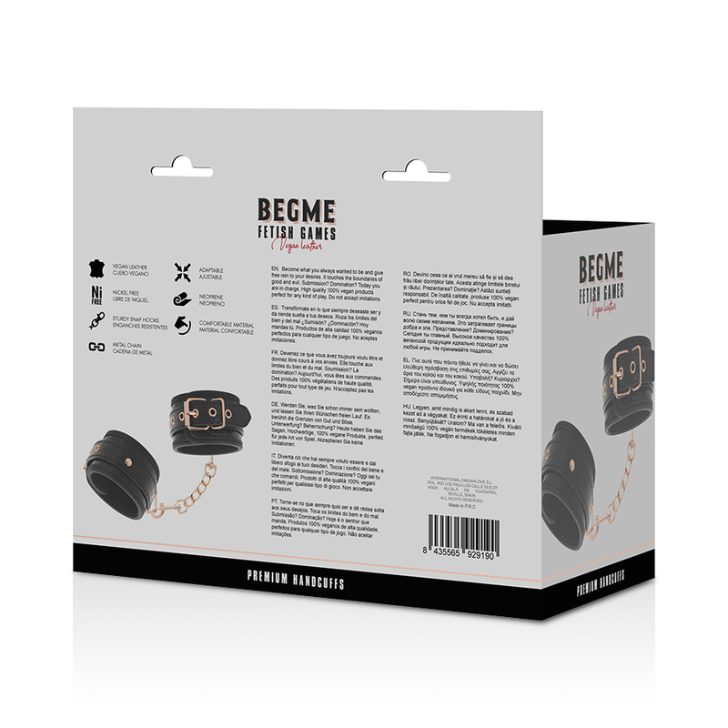 BEGME - BLACK EDITION PREMIUM HANDCUFFS WITH NEOPRENE LINING - NOCTURNA DESIRES