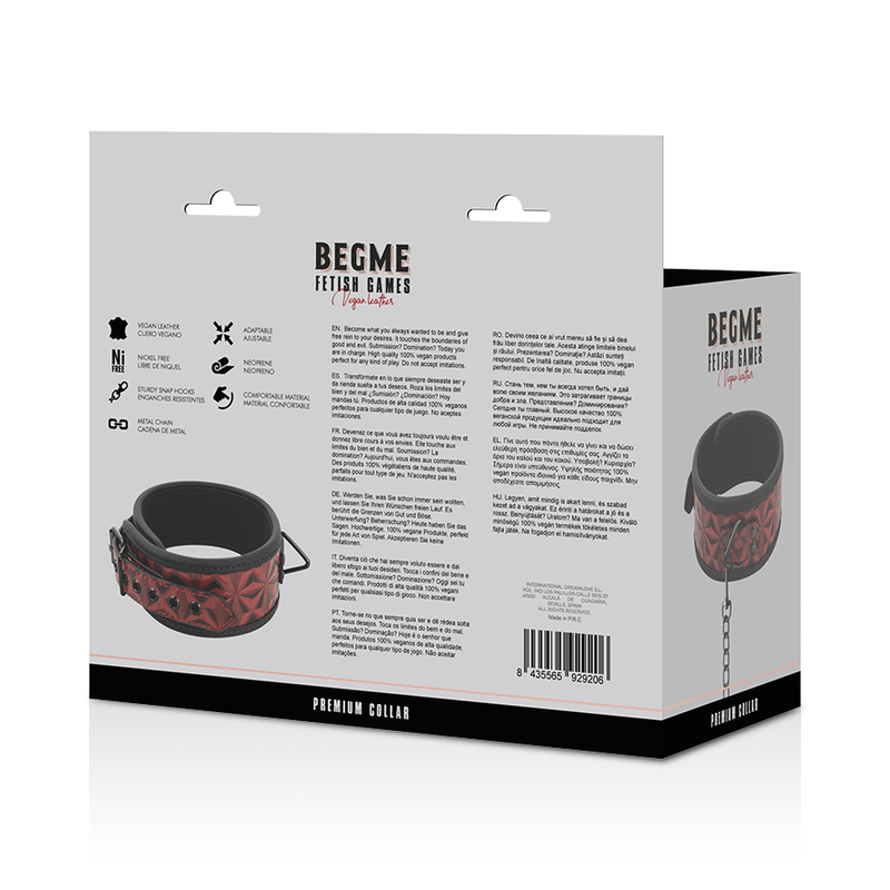BEGME - RED EDITION PREMIUM VEGAN LEATHER COLLAR WITH NEOPRENE LINING - NOCTURNA DESIRES