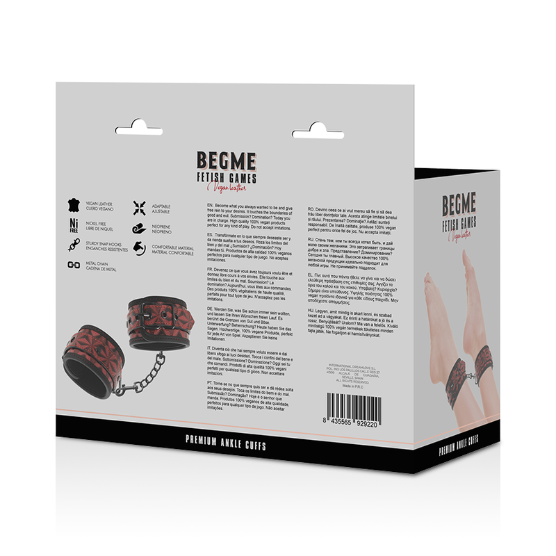 BEGME - RED EDITION PREMIUM ANKLE CUFFS WITH NEOPRENE LINING - NOCTURNA DESIRES