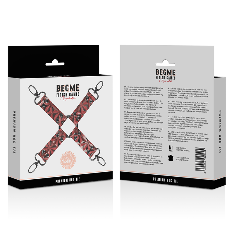 BEGME - RED EDITION PREMIUM VEGAN LEATHER HOG TIE - NOCTURNA DESIRES