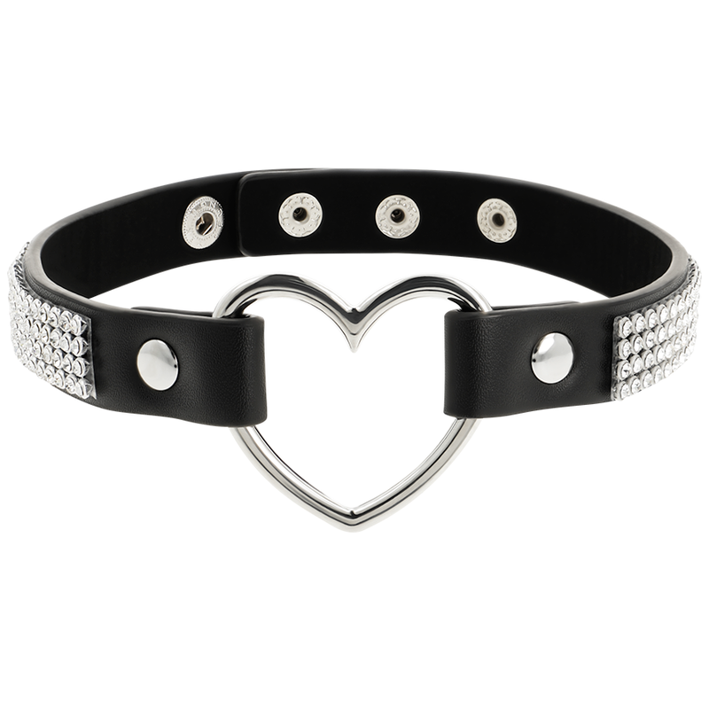 COQUETTE CHIC DESIRE - VEGAN LEATHER CHOKER WITH HEART - NOCTURNA DESIRES