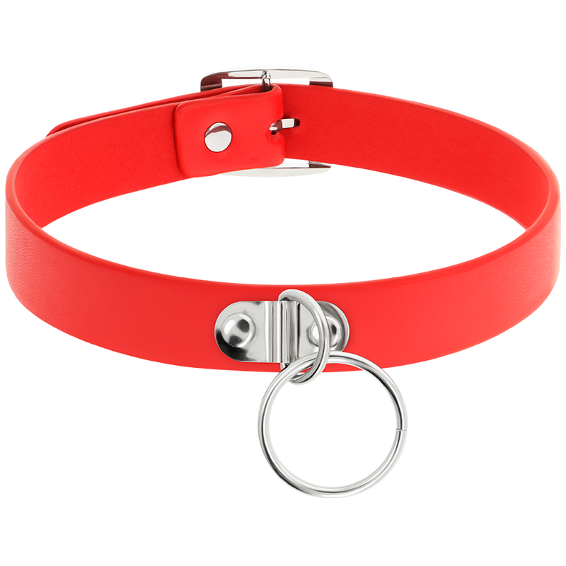 COQUETTE CHIC DESIRE - RED VEGAN LEATHER NECKLACE WOMAN FETISH ACCESSORY - NOCTURNA DESIRES