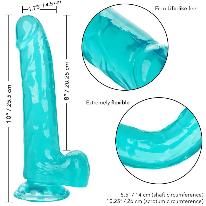 CALEXOTICS - SIZE QUEEN DILDO BLUE 20.3 CM - NOCTURNA DESIRES