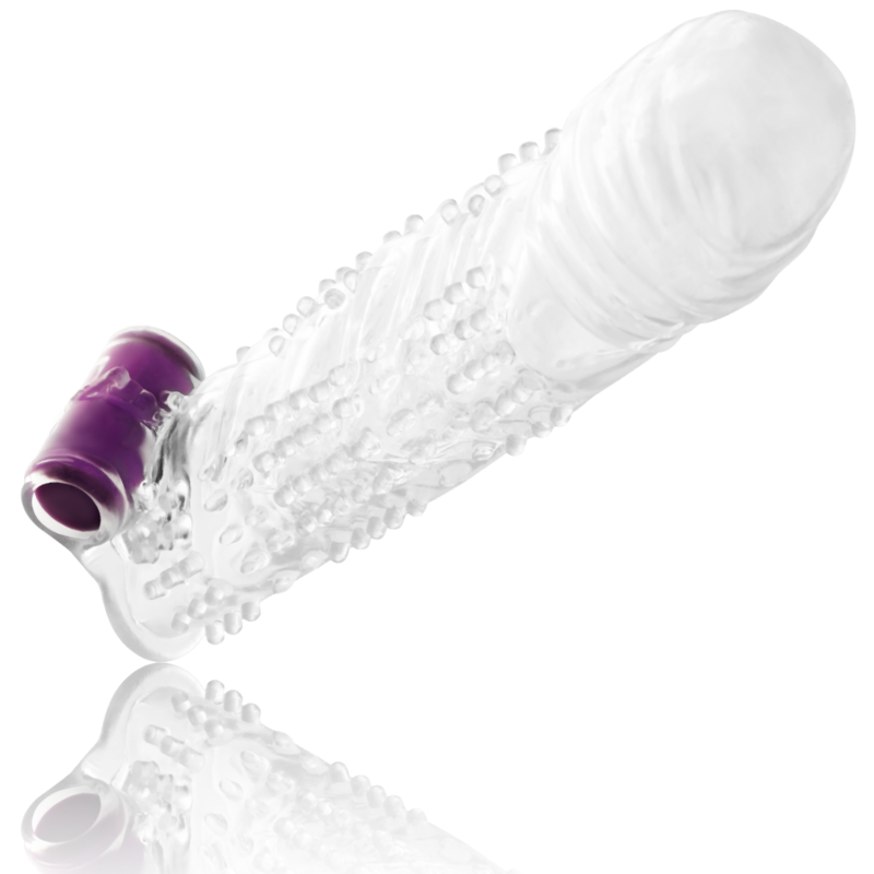 OHMAMA - TEXTURED PENIS SHEATH WITH VIBRATING BULLET - NOCTURNA DESIRES