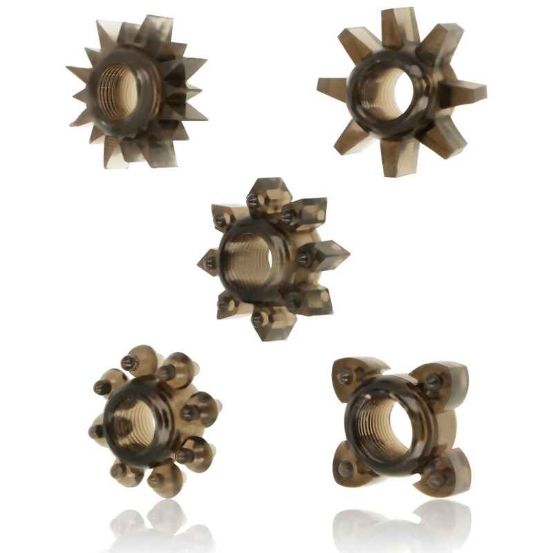 OHMAMA - SET OF 5 SILICONE TESTICLE AND PENIS RINGS - NOCTURNA DESIRES
