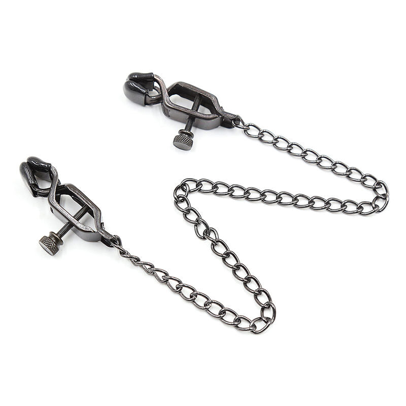 OHMAMA FETISH - METAL CLAMPS WITH BLACK CHAIN - NOCTURNA DESIRES