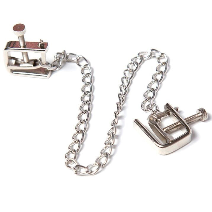 OHMAMA FETISH - METAL SCREW CLAMPS WITH CHAIN - NOCTURNA DESIRES