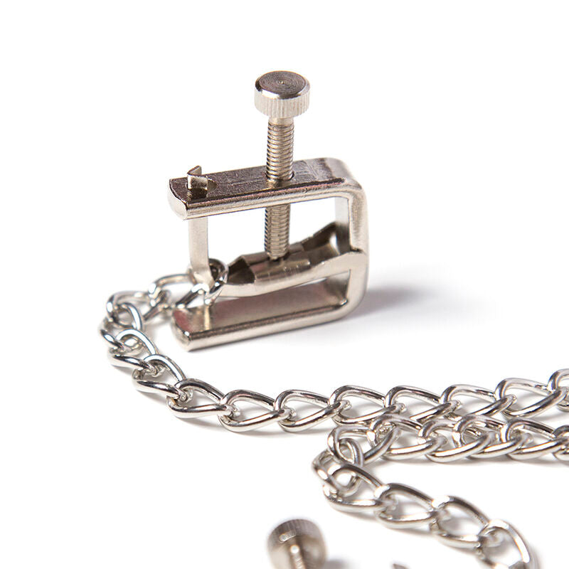 OHMAMA FETISH - METAL SCREW CLAMPS WITH CHAIN - NOCTURNA DESIRES