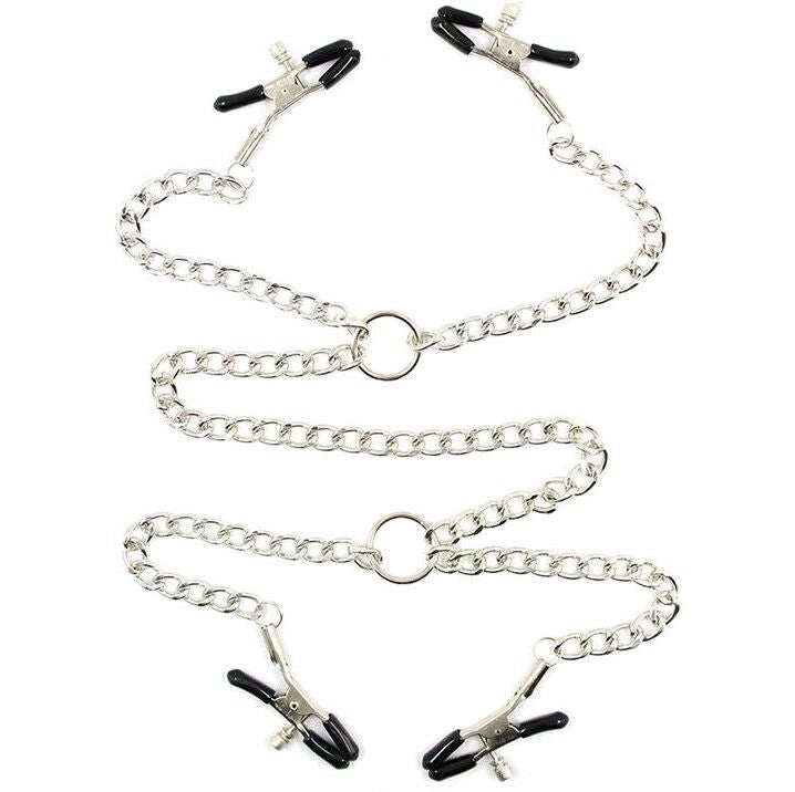 OHMAMA FETISH - 4 NIPPLE Clamps WITH CHAINS - NOCTURNA DESIRES