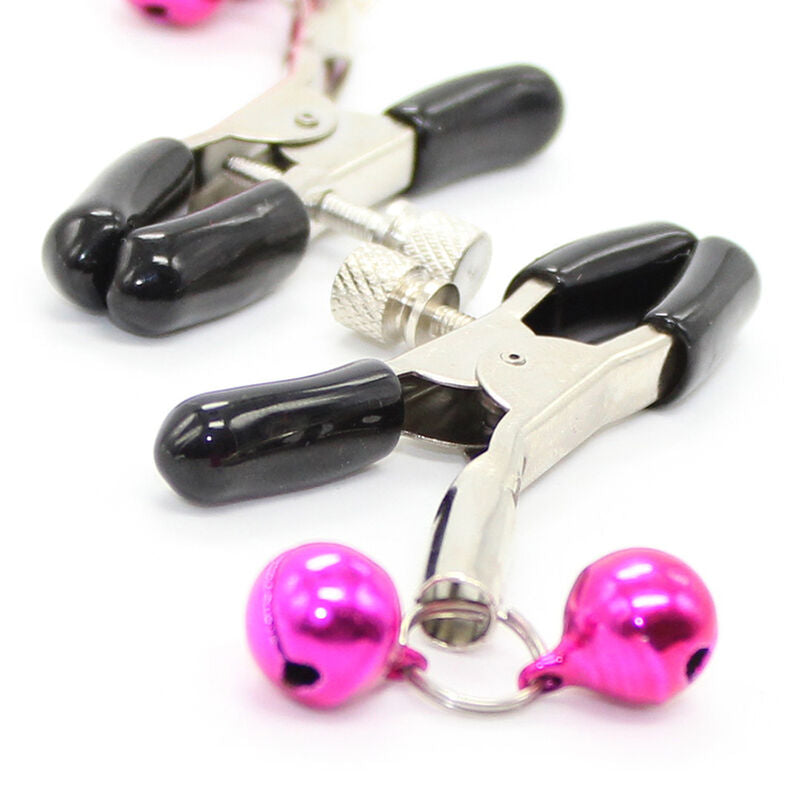 OHMAMA FETISH - NIPPLE CLAMPS WITH PINK BELL - NOCTURNA DESIRES