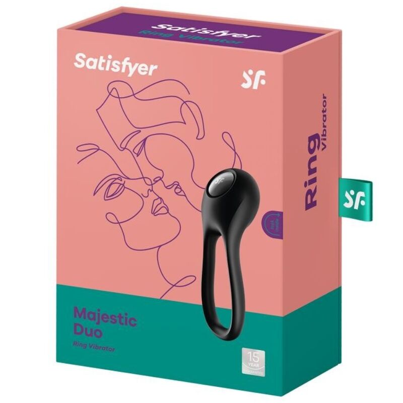 SATISFYER - MAJESTIC DUO RING VIBRATOR BLACK - NOCTURNA DESIRES