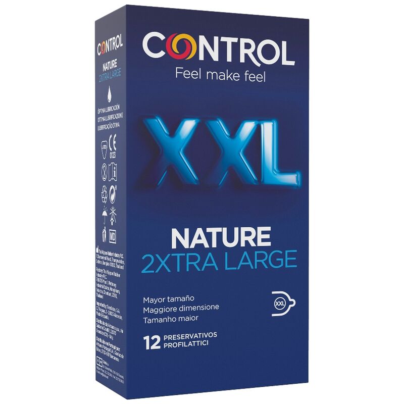 CONTROL - NATURE 2XTRA LARGE XXL CONDOMS - 12 UNITS - NOCTURNA DESIRES