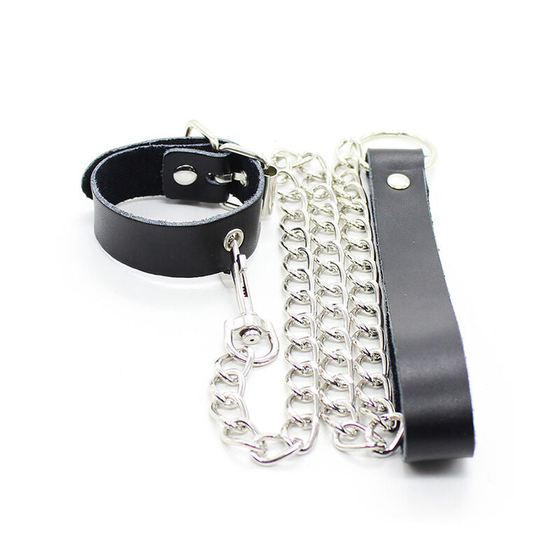 OHMAMA FETISH - PENIS NECKLACE AND LEATHER STRAP WITH METAL CHAIN - NOCTURNA DESIRES