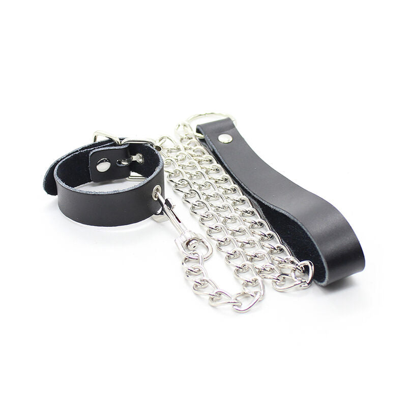 OHMAMA FETISH - PENIS NECKLACE AND LEATHER STRAP WITH METAL CHAIN - NOCTURNA DESIRES