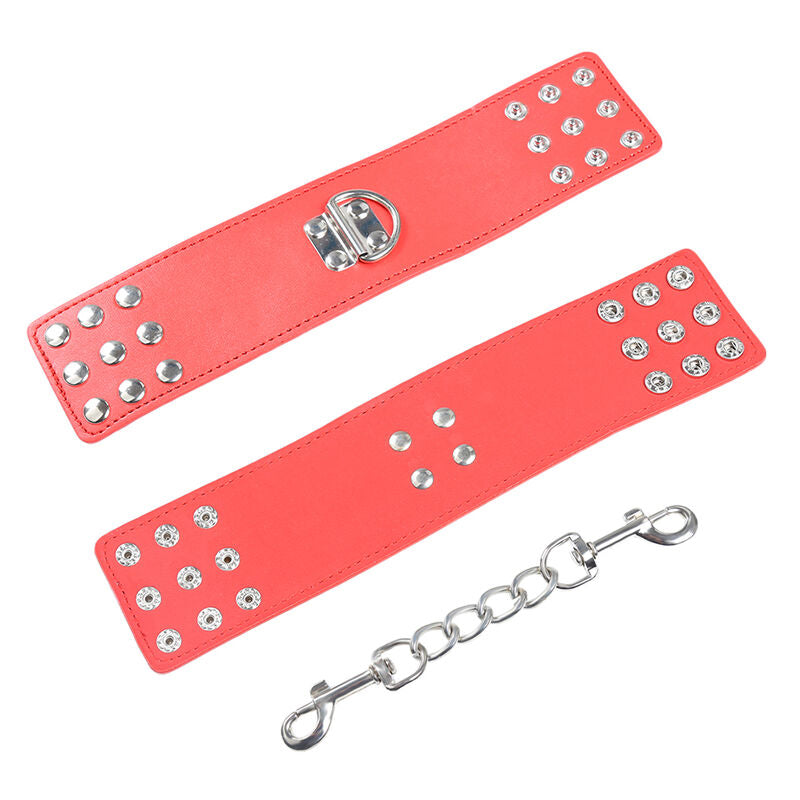 OHMAMA FETISH - RED HANDCUFFS WITH SNAP CLOSURE - NOCTURNA DESIRES