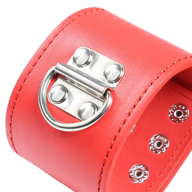 OHMAMA FETISH - RED HANDCUFFS WITH SNAP CLOSURE - NOCTURNA DESIRES