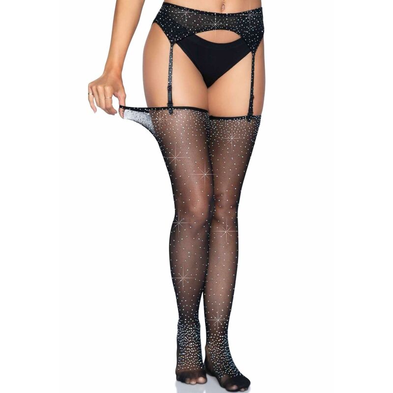LEG AVENUE - GARTER BELT AND STOCKINGS SET ONE SIZE - NOCTURNA DESIRES