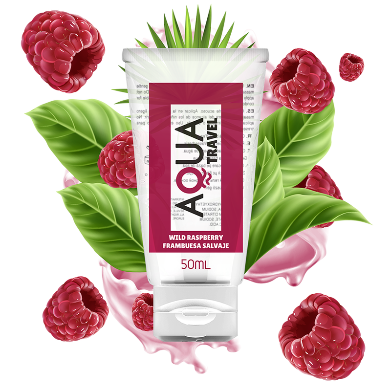 AQUA TRAVEL - WILD RASPBERRY FLAVOUR WATERBASED LUBRICANT - 50 ML - NOCTURNA DESIRES