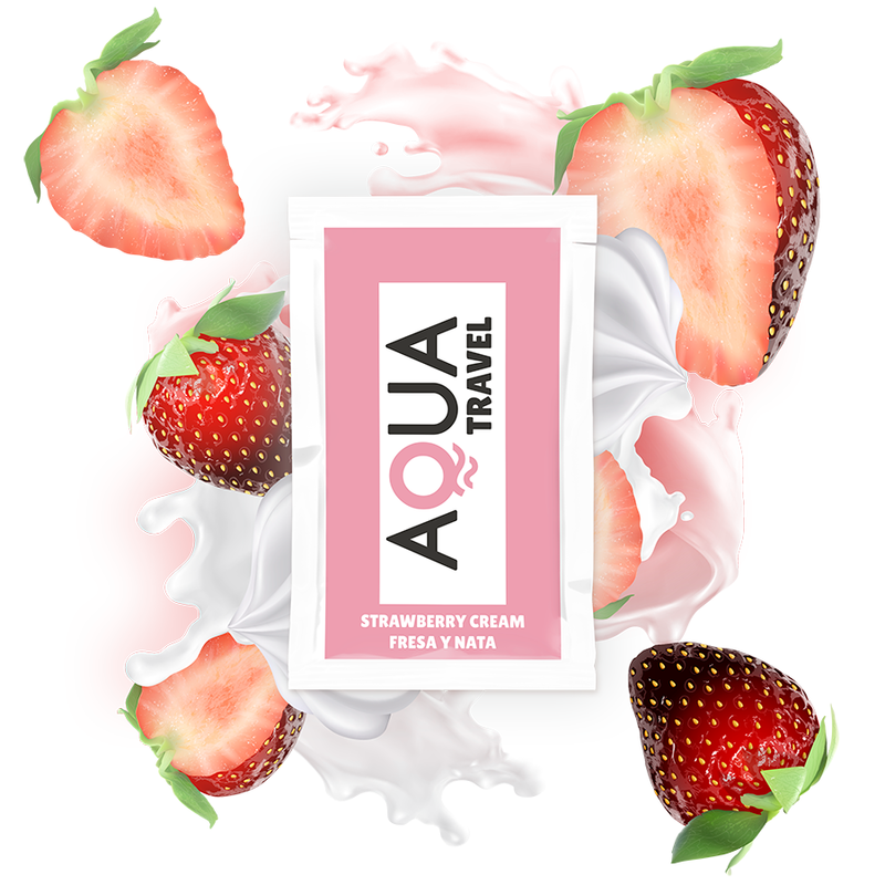 AQUA TRAVEL - STRAWBERRY CREAM FLAVOUR WATERBASED LUBRICANT 6 ML - NOCTURNA DESIRES
