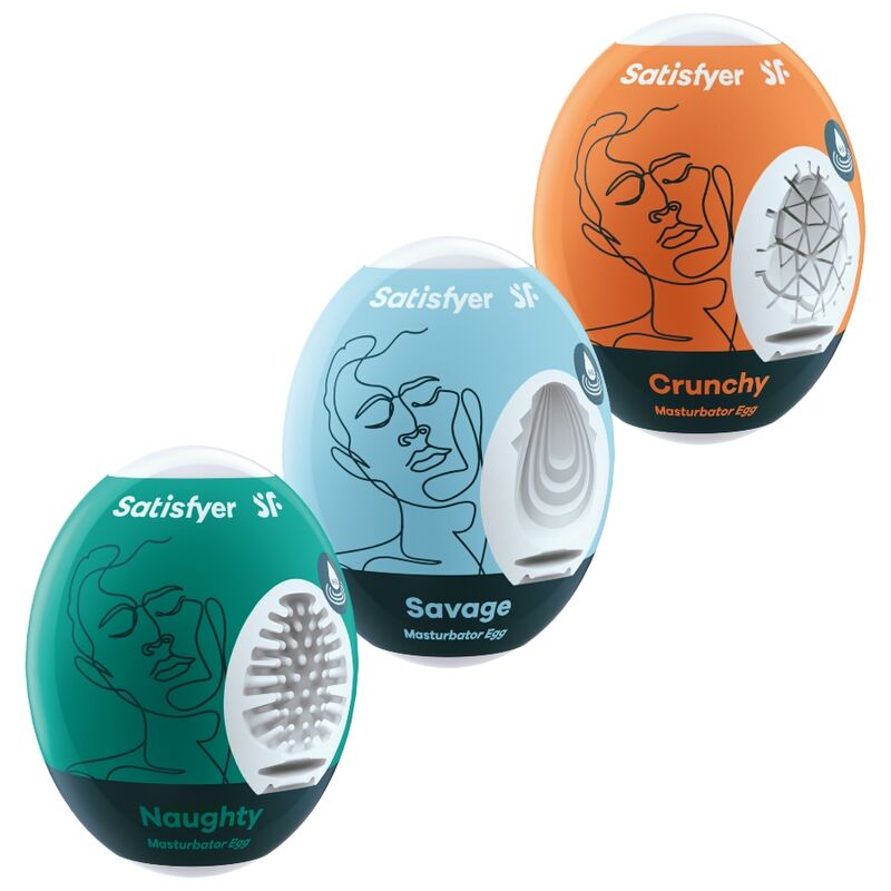 SATISFYER - 3 MASTURBATOR EGGS NAUGHTY, SAVAGE & CRUNCHY - NOCTURNA DESIRES