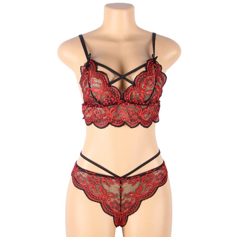 SUBBLIME - SET TWO PIECES SET LACE TOP AND PANTIES L/XL - NOCTURNA DESIRES