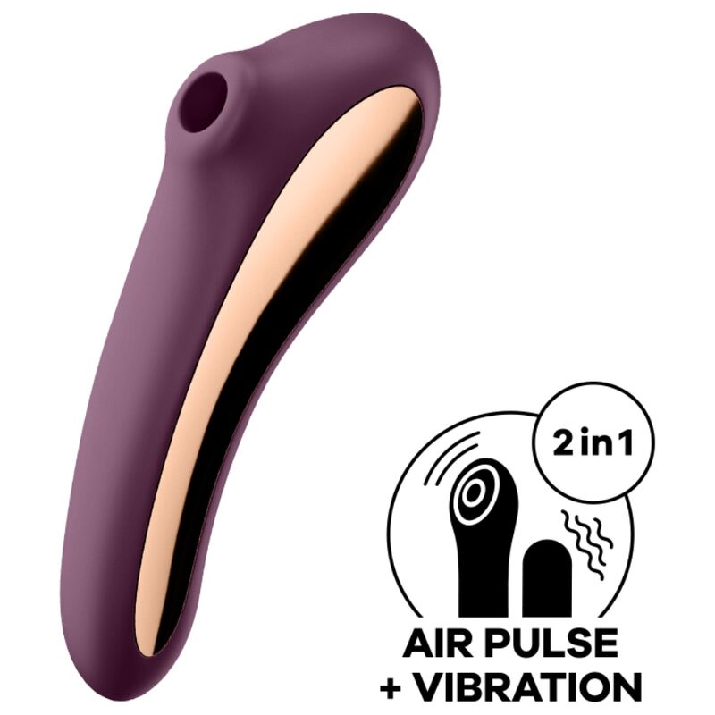 SATISFYER - DUAL KISS AIR PULSE VIBRATOR WINE RED - NOCTURNA DESIRES