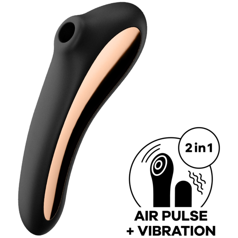 SATISFYER - DUAL KISS AIR PULSE VIBRATOR BLACK - NOCTURNA DESIRES