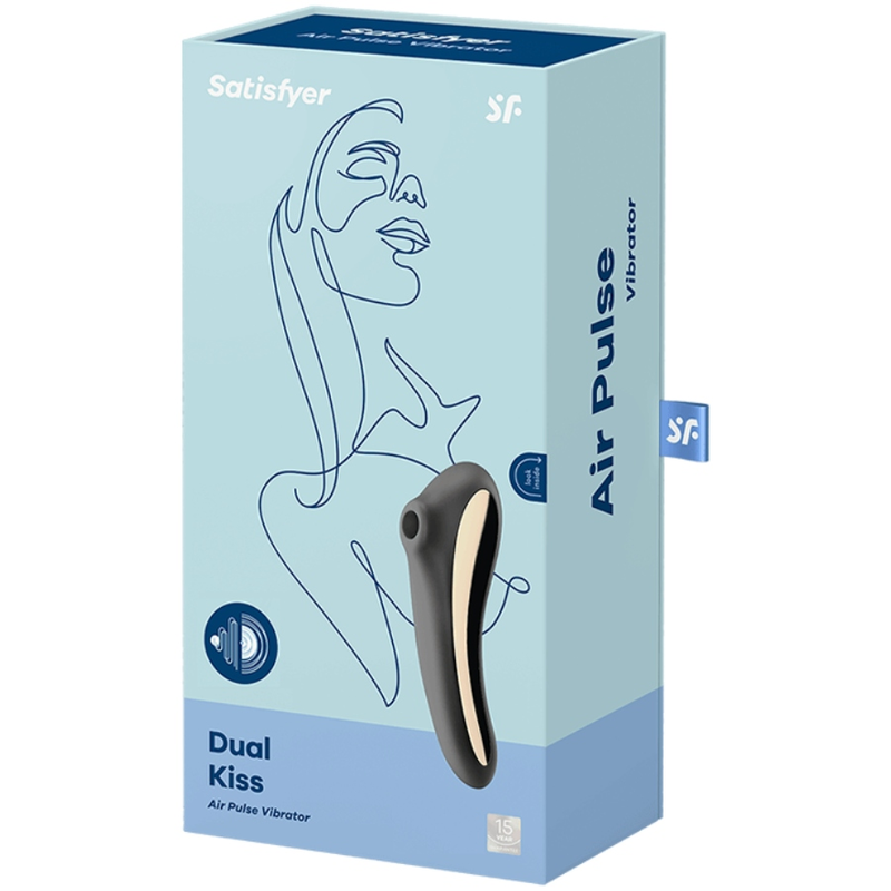 SATISFYER - DUAL KISS AIR PULSE VIBRATOR BLACK - NOCTURNA DESIRES