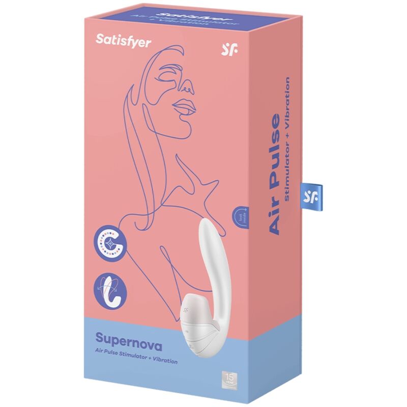 SATISFYER - SUPERNOVA AIR PULSE STIMULATOR & VIBRATION WHITE - NOCTURNA DESIRES