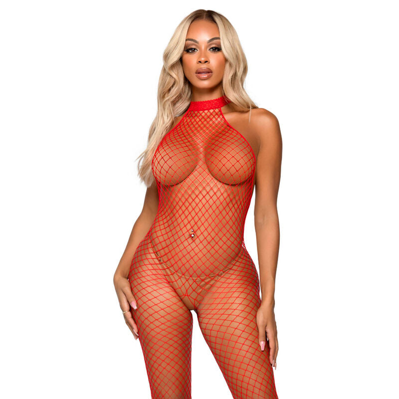 LEG AVENUE - LE FRIVOLE BODYSTOCKING - RACER NECK ONE SIZE RED - NOCTURNA DESIRES
