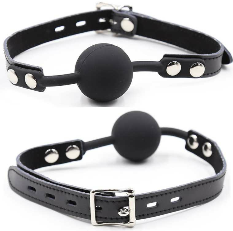 OHMAMA FETISH - SILICONE BALL GAG WITH LEATHER BELT (PADLOCK INCLUDED) - NOCTURNA DESIRES