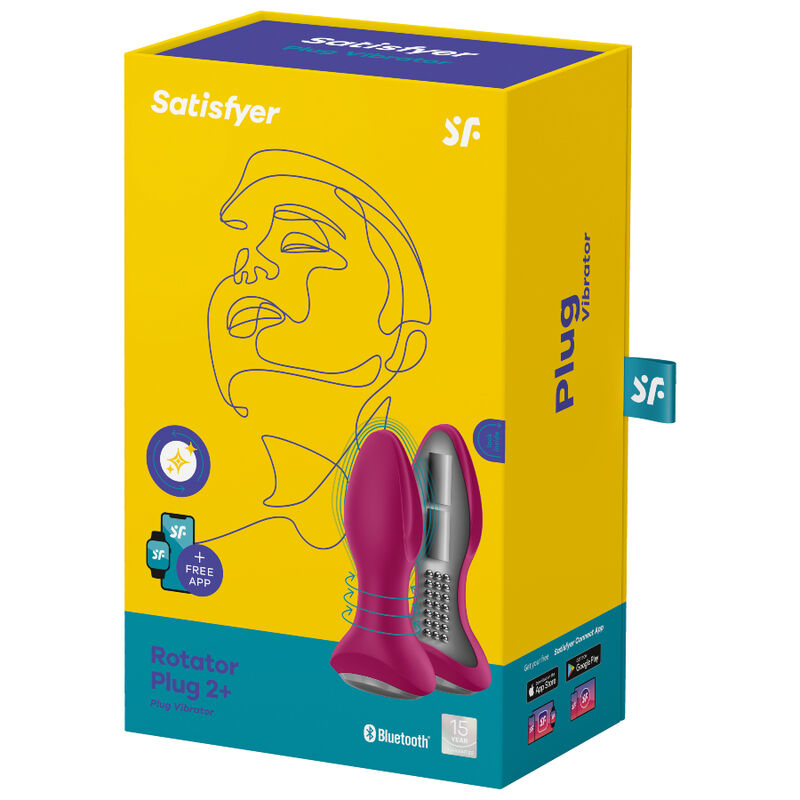 SATISFYER - ROTATOR PLUG 2+ VIBRATING PLUG APP RED - NOCTURNA DESIRES