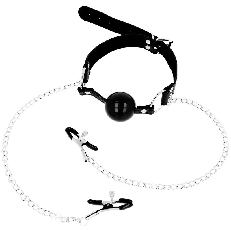 OHMAMA FETISH BLACK BALL GAG WITH NIPPLE CLAMPS OHMAMA FETISH NOCTURNA DESIRES
