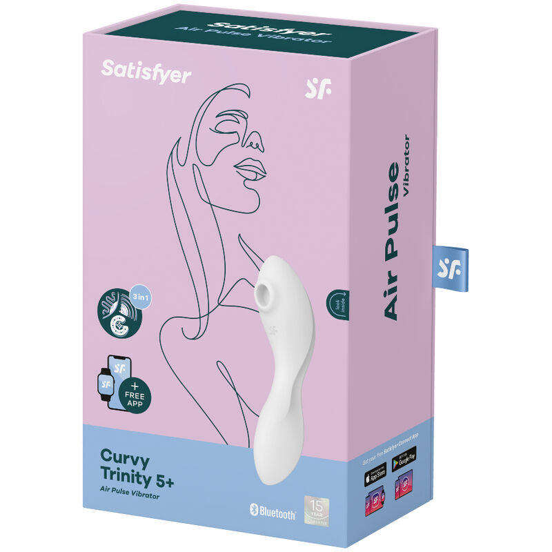 SATISFYER - CURVY TRINITY 5 AIR PULSE STIMULATOR & VIBRATOR APP WHITE - NOCTURNA DESIRES